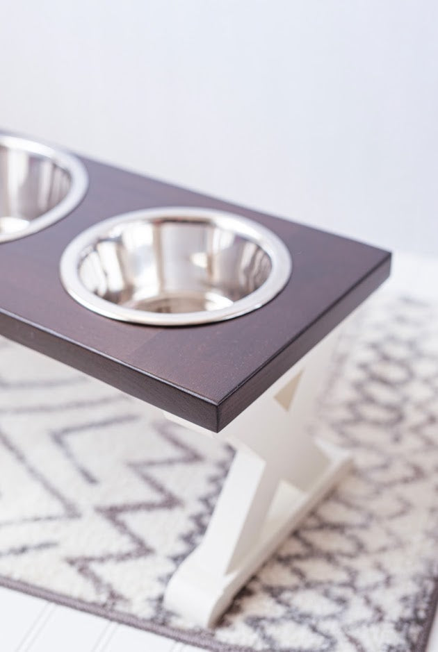 Large Elevated Dog Bowl Stand - X Pattern Farmhouse Table - Raised Dog Feeder
