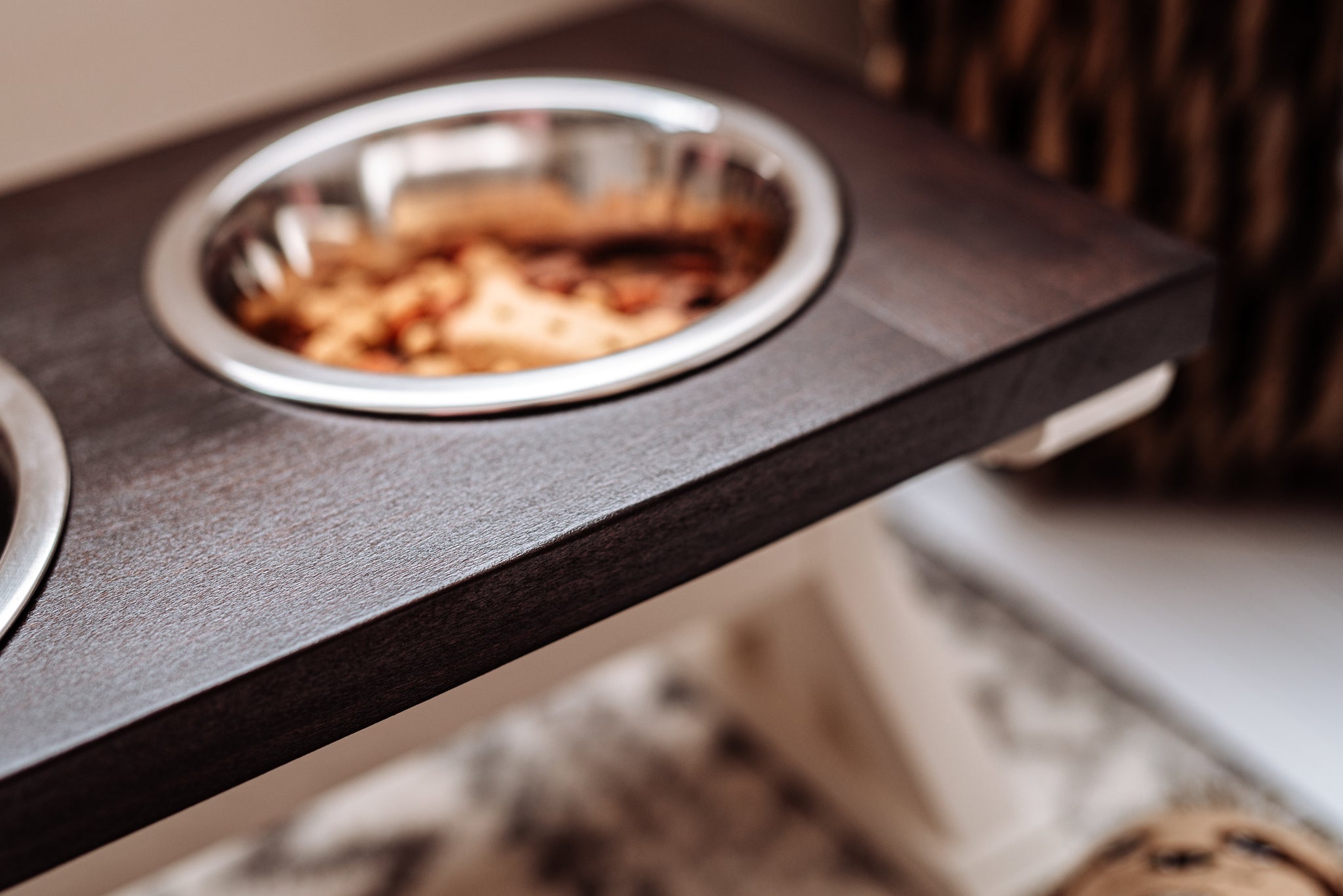 Medium Elevated Dog Bowl Stand - Trestle Farmhouse Table - Three Bowl Stand
