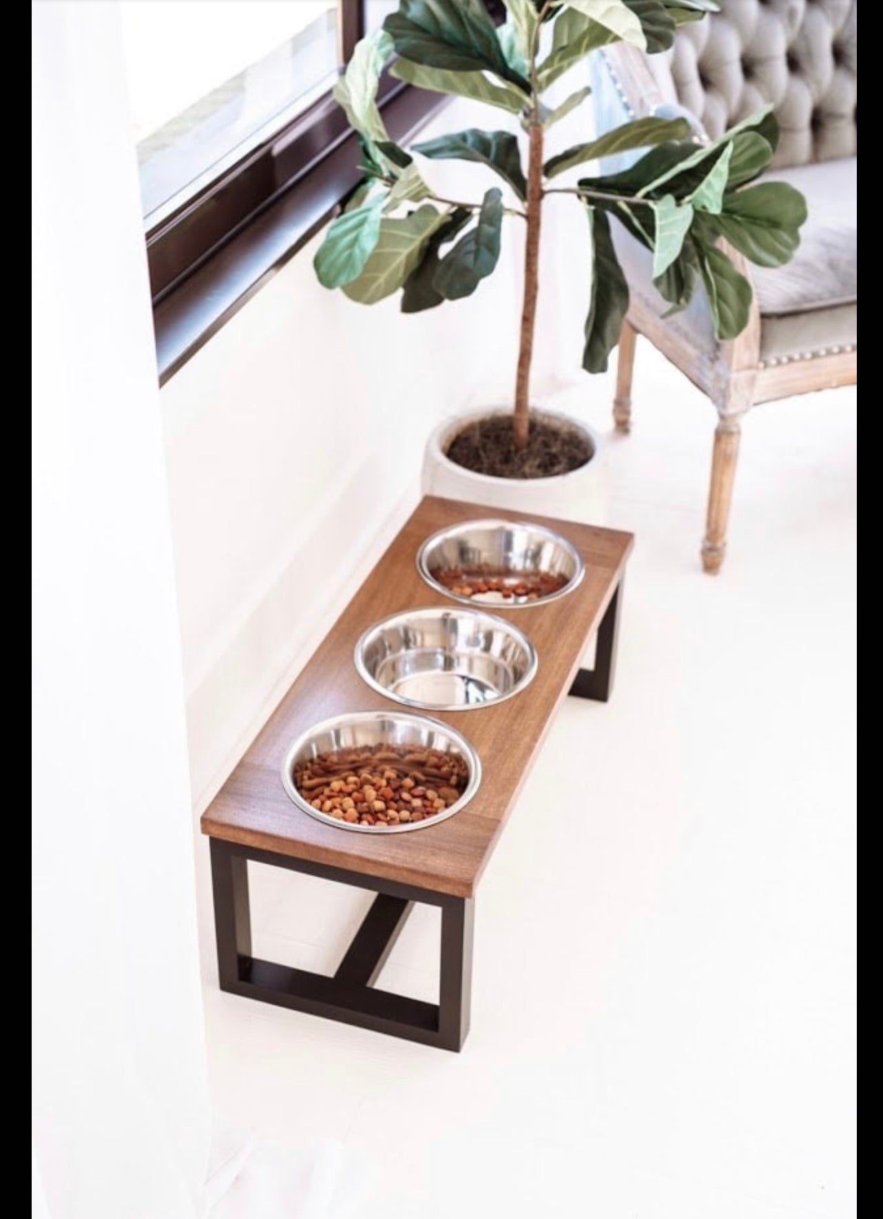 Extra Large Elevated Dog Bowl Stand - Trestle Farmhouse Two Bowl Stand -  billscustombuilds