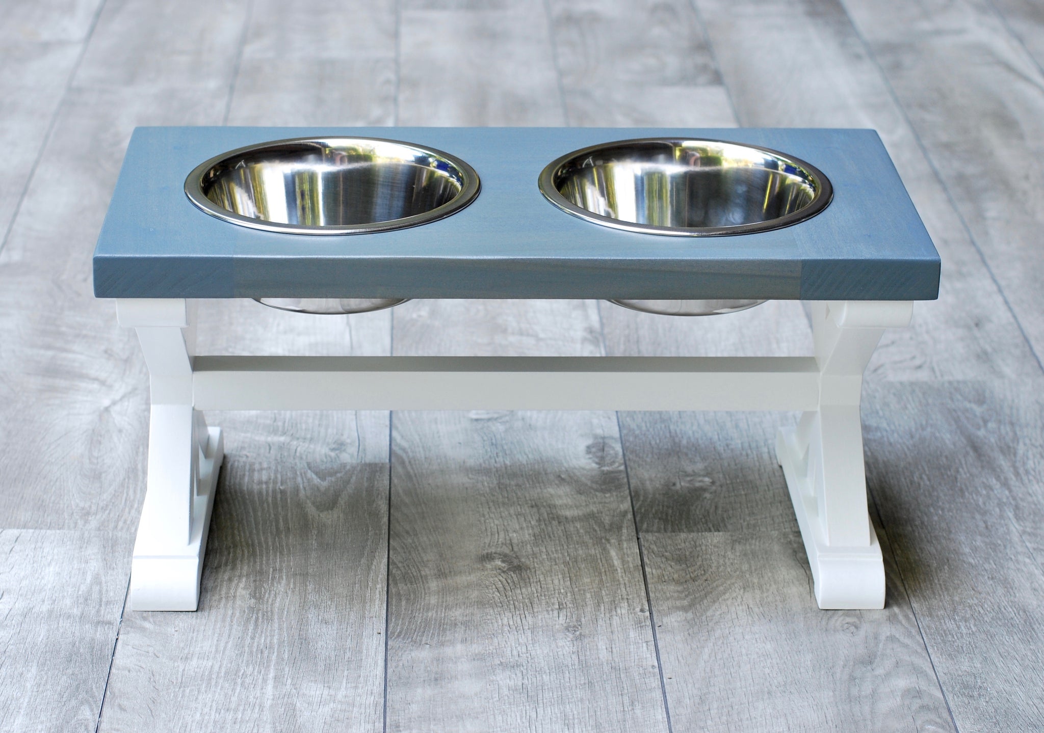 Large Elevated Dog Bowl Stand - Trestle Farmhouse Table Dog Bowl Stand -  billscustombuilds