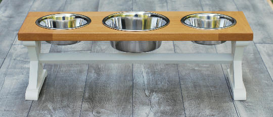 Extra Large Elevated Dog Bowl Stand - Trestle Farmhouse Two Bowl Stand -  billscustombuilds