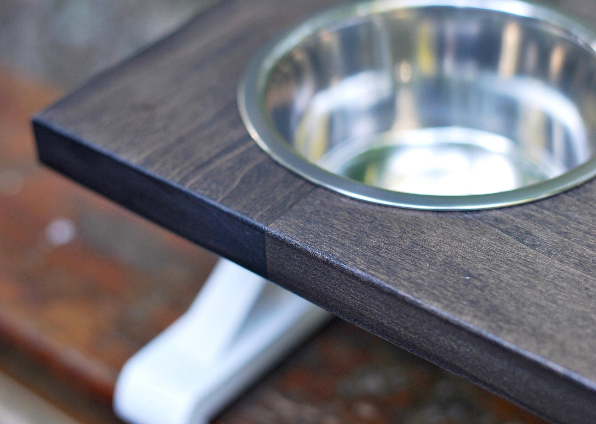 Medium Elevated Dog Bowl Stand - Trestle Farmhouse Table - Two Bowl St -  billscustombuilds