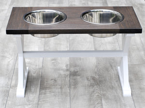 Extra Large Elevated Dog Bowl Stand - Trestle Farmhouse Two Bowl Stand